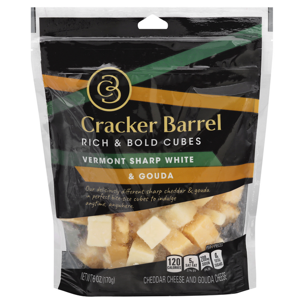 Save on Cracker Barrel Vermont White & Gouda Cheese Cubes Sharp Order