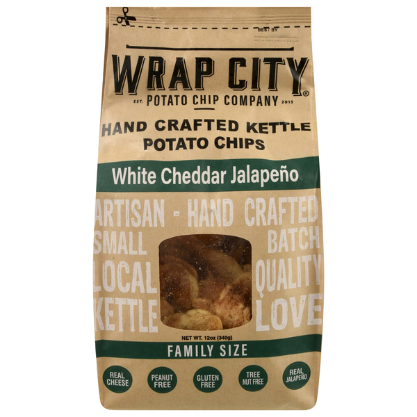 Wrap City Hand Crafted White Cheddar Jalapeno Kettle Potato Chips