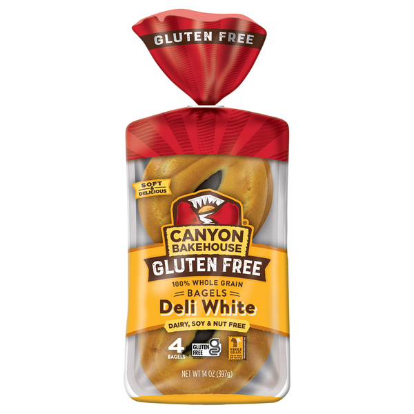 Canyon Bakehouse Gluten Free 100% Whole Grain Deli White Bagels - 4 ct