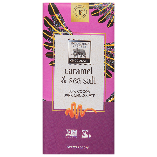 Endangered Species Caramel & Sea Salt Dark Chocolate Candy Bar 60% Cocoa