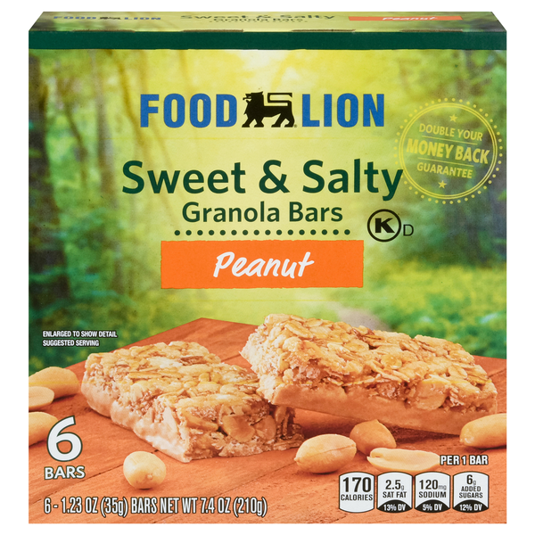 Food Lion Sweet & Salty Peanut Granola Bars - 6 ct