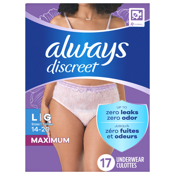 Always Women's Discreet Incontinence Underwear Maximum L