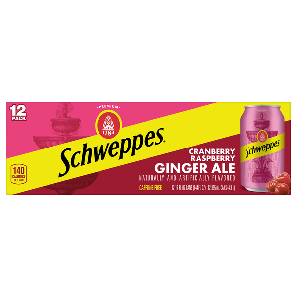 Schweppes Cranberry Raspberry Ginger Ale Soda - 12 pk