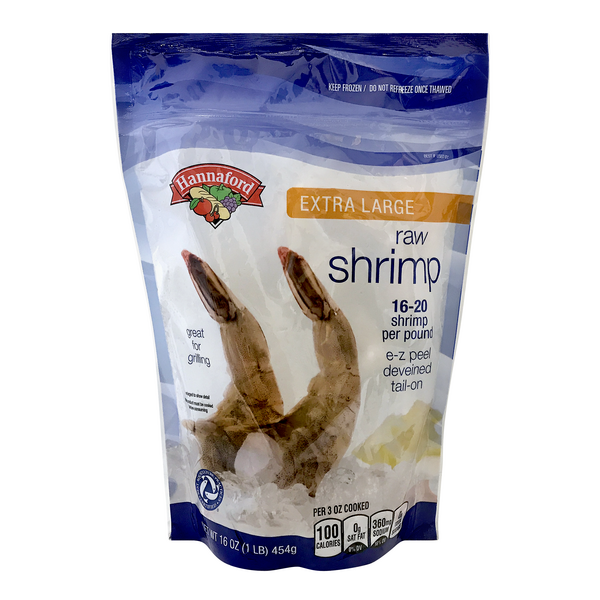 Hannaford Raw Tail-On Extra Large EZ-Peel Shrimp 16-20 ct per lb Frozen