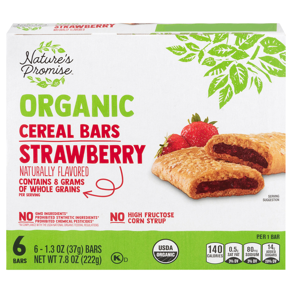 Nature's Promise Organic Strawberry Cereal Bars - 6 ct