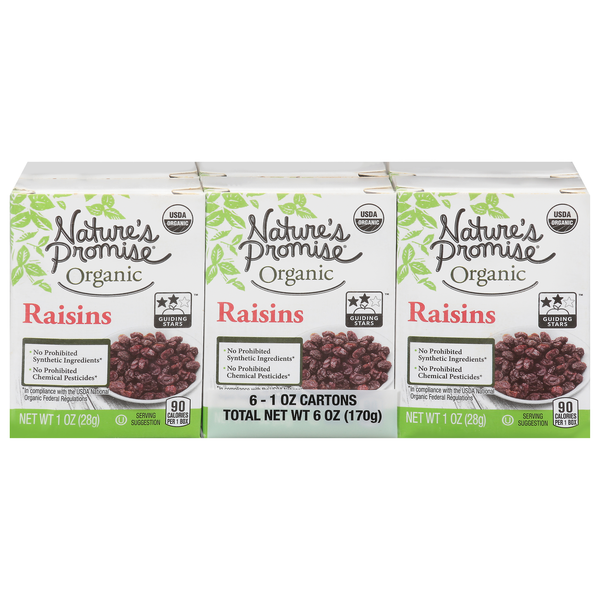 Nature's Promise Organic California Raisins Boxes - 6 ct