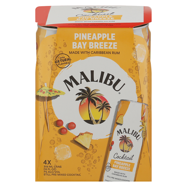 Malibu Pineapple Bay Breeze Still Pre-Mixed Cocktails - 4 pk