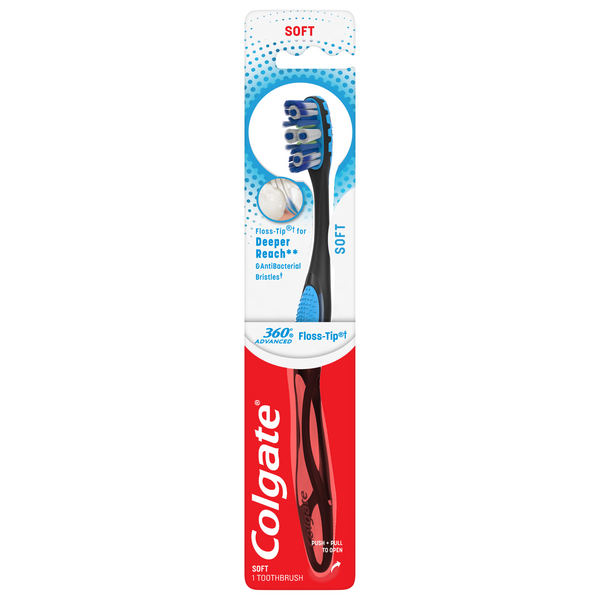 Colgate 360 Advanced Toothbrush Floss-Tip Bristles Soft