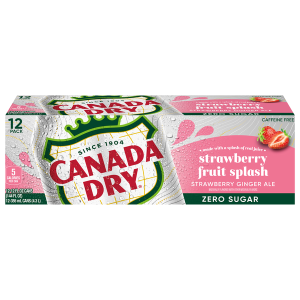 Canada Dry Zero Sugar Fruit Splash Strawberry Ginger Ale Soda - 12 pk