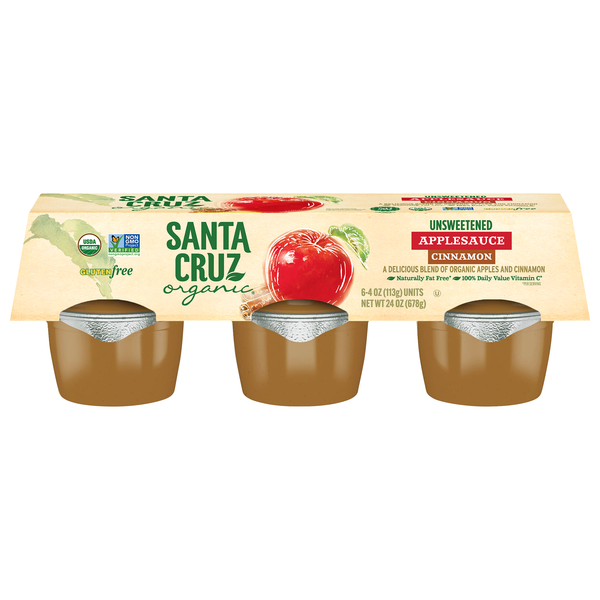 Santa Cruz Organic Unsweetened Cinnamon Applesauce Cups - 6 ct