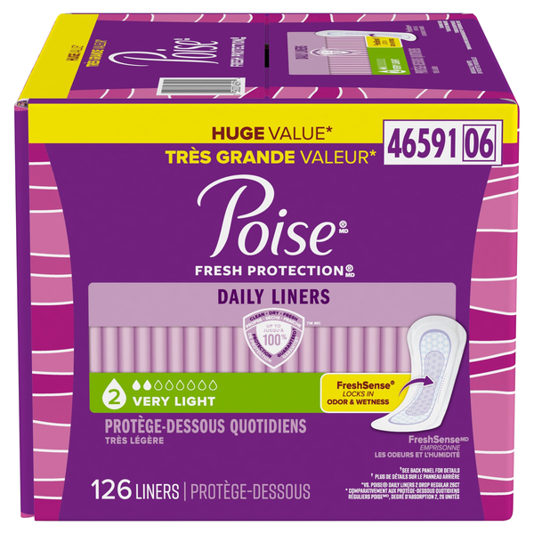 Poise Daily Incontinence Liners Regular Length Very Light Huge Value