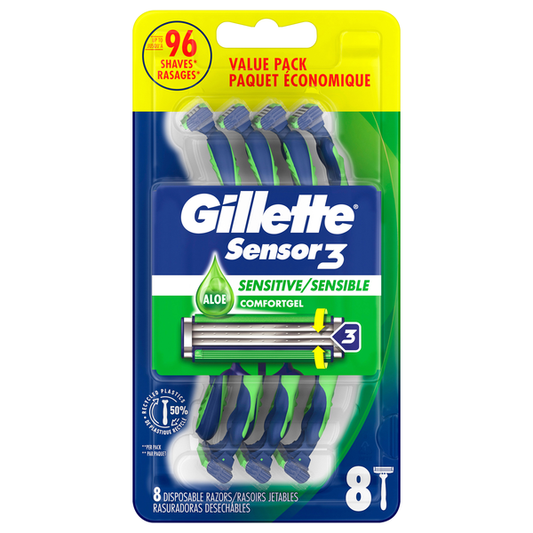 Gillette Sensor3 Razors Triple Blade Sensitive Disposable