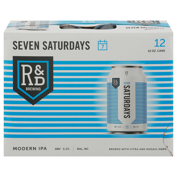 R&D Brewing Seven Saturdays Modern IPA Beer - 12 pk