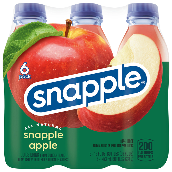 Snapple Apple Juice - 6 pk Plastic