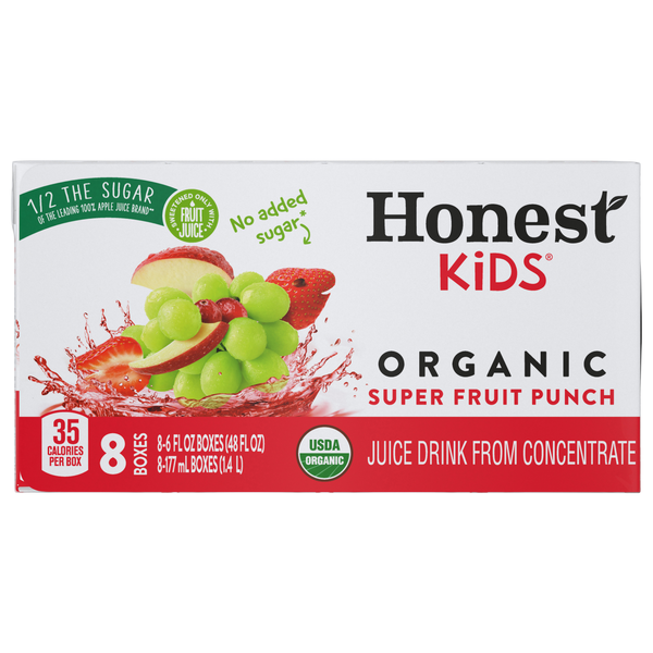 Honest Kids Organic Super Fruit Punch Juice Drink Boxes - 8 pk