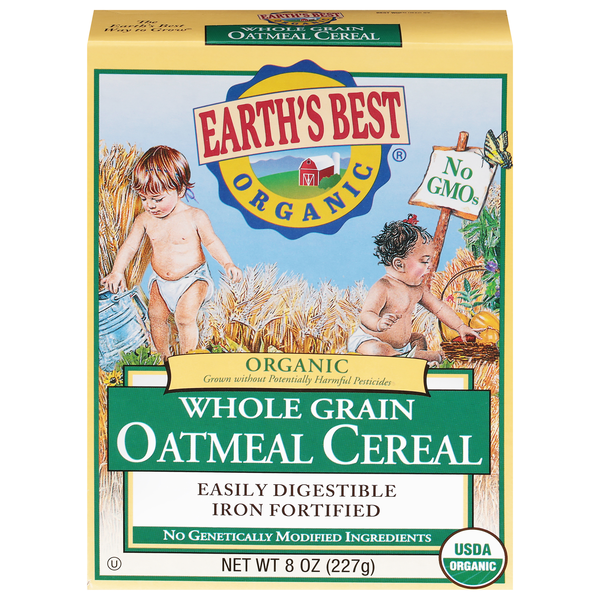Earth's Best Organic Iron Fortified Whole Grain Oatmeal Baby Cereal