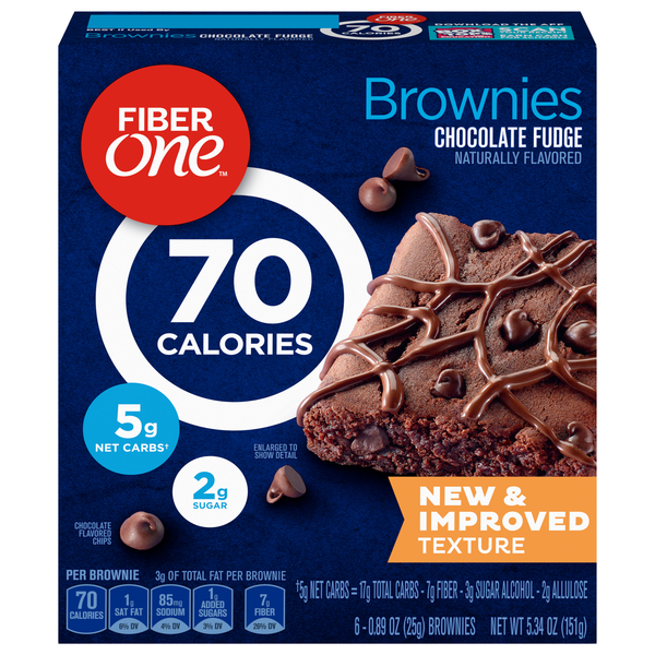 Fiber One 70 Calories Brownies Chocolate Fudge - 6 ct