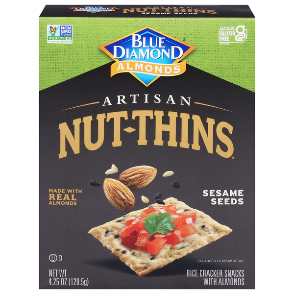 Blue Diamond Artisan Nut-Thins Gluten Free Sesame Seeds Rice Crackers