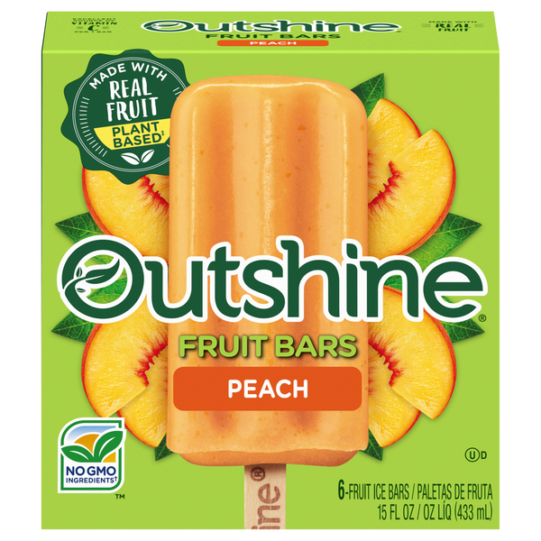 Outshine Peach Fruit Ice Bars - 6 ct