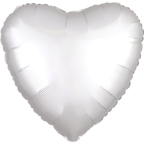 White Sateen Heart 17 Inch Luxe Helium-Filled Foil Balloon