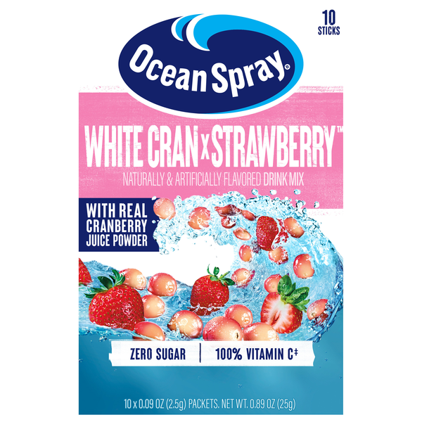 Ocean Spray Zero Sugar White Cran x Strawberry Drink Mix - 10 ct