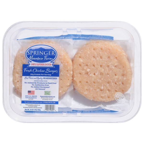 Save on Springer Mountain Farms Natural Chicken Burgers ct