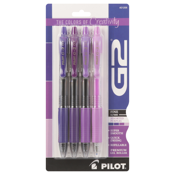 Pilot G2 Assorted Purples 0.7 mm Premium Gel Roller Pens