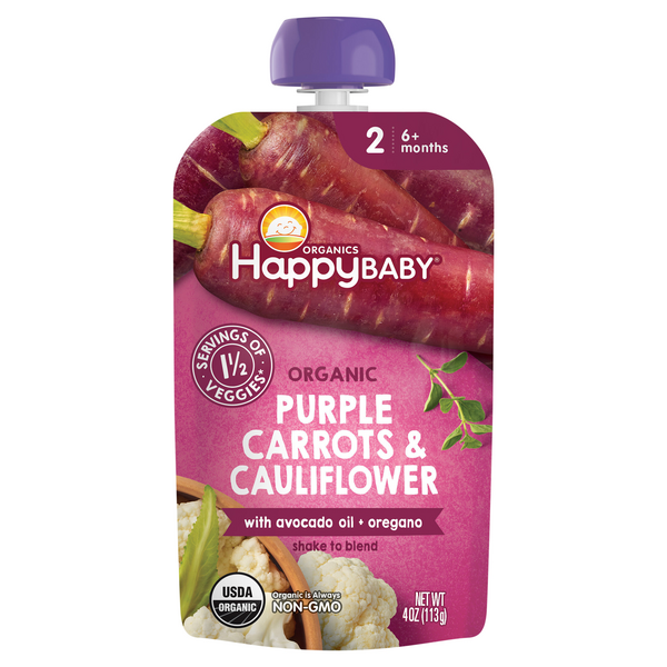 Happy Baby Organics 2 Baby Food Purple Carrots & Cauliflower