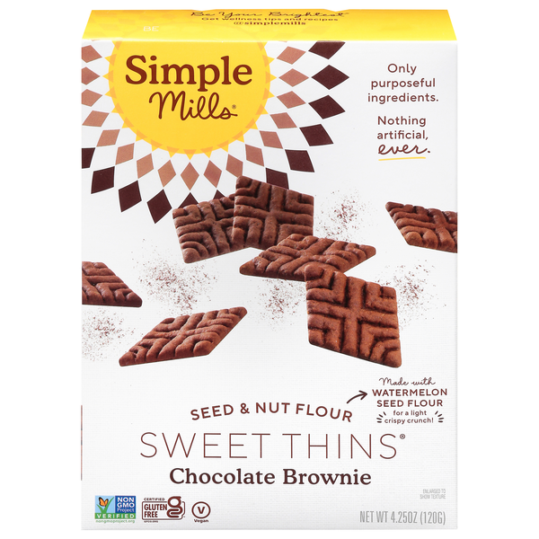 Simple Mills Gluten Free Thins Chocolate Brownie Seed & Nut Flour Cookies
