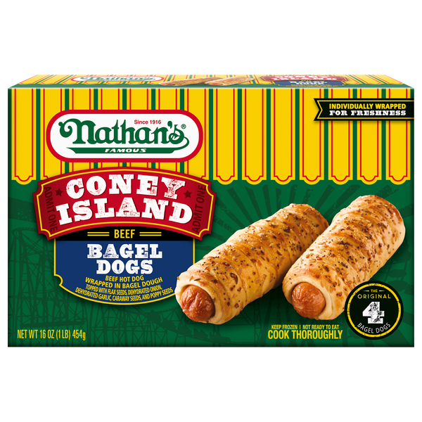 Nathan's Famous Coney Island Beef Bagel Dogs - 4 ct Frozen