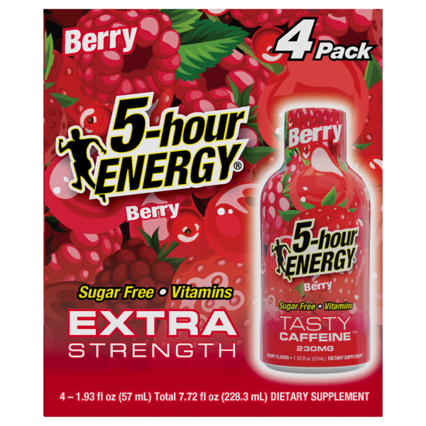5-Hour Energy Extra Strength Sugar Free Berry Energy Shot - 4 pk