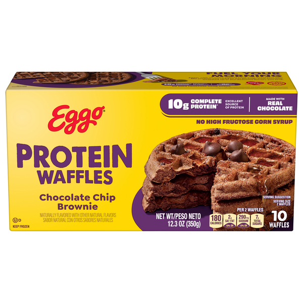 Eggo Fully Loaded Chocolate Chip Brownie Protein Waffles - 10 ct