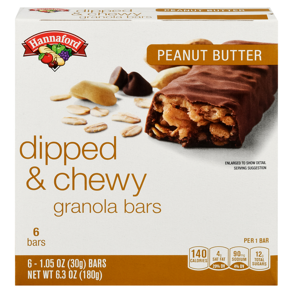 Hannaford Dipped & Chewy Peanut Butter Granola Bar - 6 ct