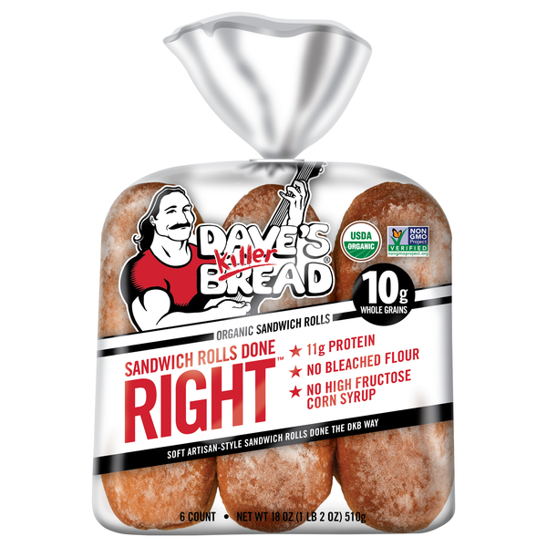 Dave's Killer Bread Organic Sandwich Rolls - 6 ct
