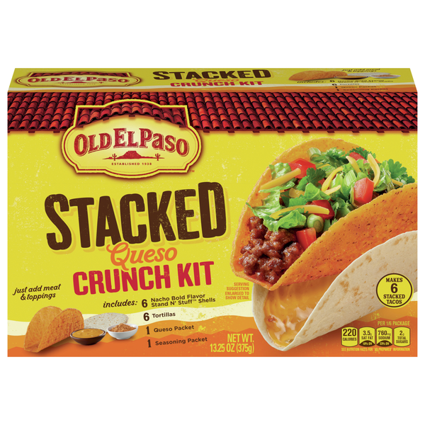Old El Paso Stacked Queso Crunch Taco Kit - 6 ct
