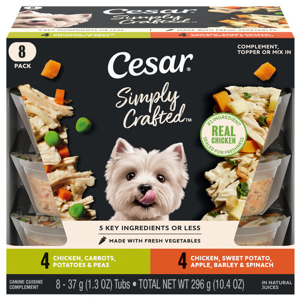 CESAR Simply Crafted Chicken Variety Adult Dog Food Complement - 8 ct