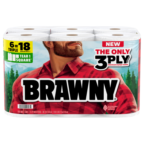 Brawny Tear-A-Square Triple Rolls 3-Ply Paper Towels