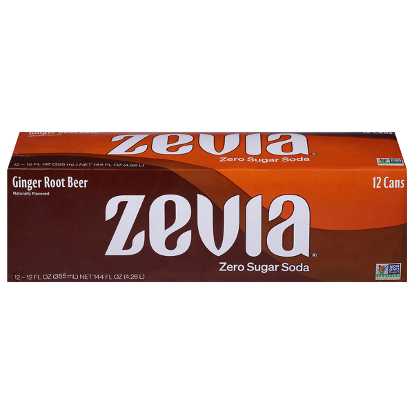 Zevia Caffeine Free Zero Sugar Ginger Root Beer Soda - 12 pk