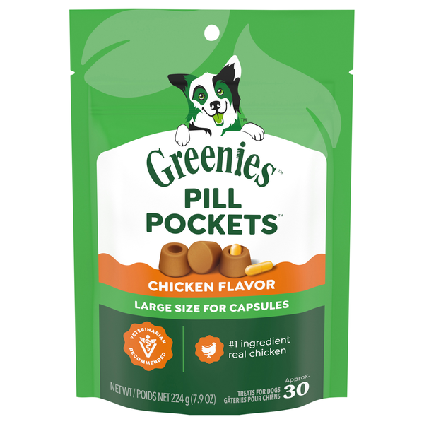 GREENIES Pill Pockets Chicken Flavor Capsule Size Dog Treats - apx 30 ct