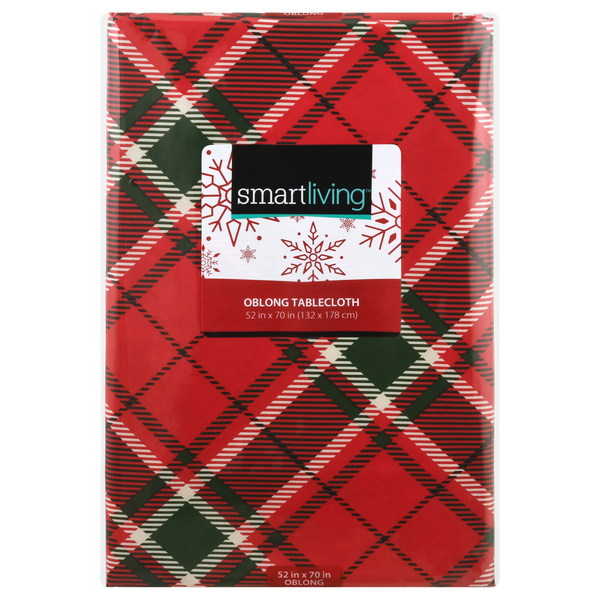 Smart Living Christmas Oblong Tablecloth Plaid 52 X 70 Inch