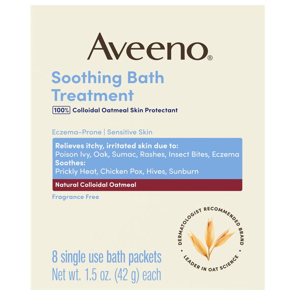 Aveeno Soothing Oatmeal Bath Treatment Packets Itchy Irritated Skin - 8 ct