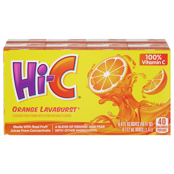 Hi-C Orange Lavaburst Fruit Drink Boxes - 8 pk