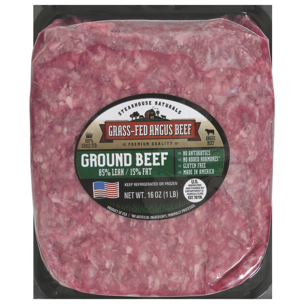 Steakhouse Naturals Grass-fed 85% Lean 15% Fat Angus Ground Beef Fresh