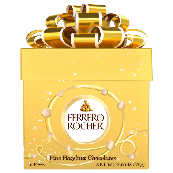 Ferrero Rocher Christmas Hazelnut Chocolate Candy Gift Box - 6 ct