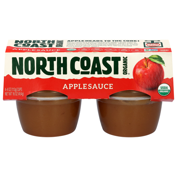 North Coast Organic No Sugar Added Applesauce Cups - 4 ct