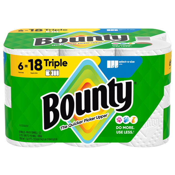 Bounty Select-A-Size White Triple Roll Paper Towels - 6 ct