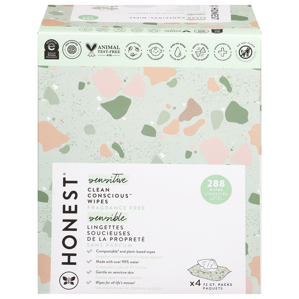 Honest Geo Mood Sensitive Fragrance Free Baby Wipes - 4 pk