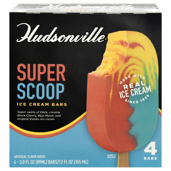 Hudsonville Super Scoop Ice Cream Bars - 4 ct