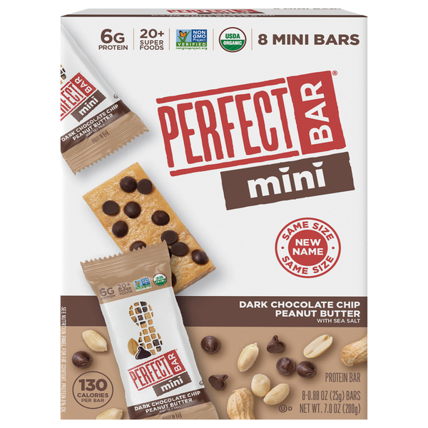 Perfect Bar Mini Dark Chocolate Chip Peanut Butter Protein Bar - 8 ct