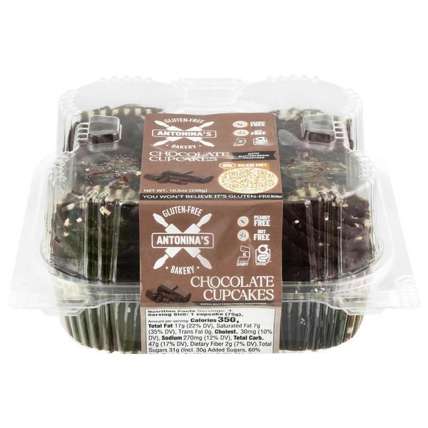 Antonina's Gluten Free Bakery Chocolate Cupcakes w/Buttercream - 4 ct